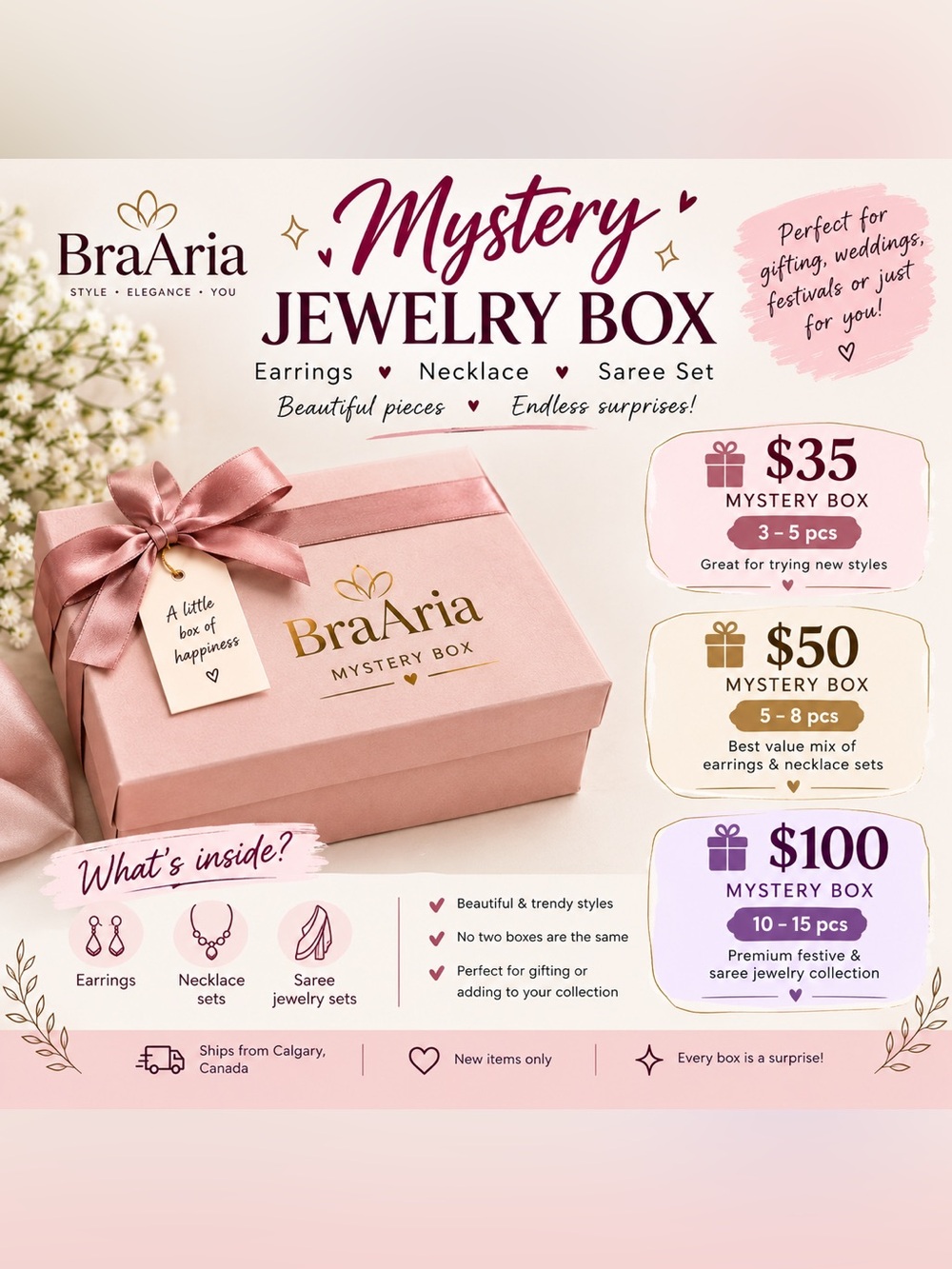 Mystery Jewelry Box - Pink Gift Box